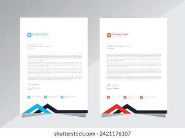 letterhead design templates. letter head template for your project, modern and simple letterhead design, a4 letterhead template with blue and red color - vector eps 10