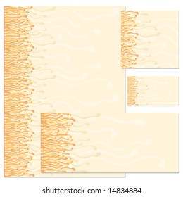 Letterhead, envelope, business card and note card templates in one convenient package.