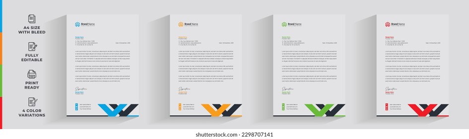 letterhead flyer creative business marketing agency corporate official minimal abstract 4 colors unique simple newest trendy paper magazine brochure a4 size informative newsletter template package