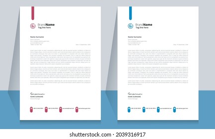 Letterhead format template, business style letterhead template design. 