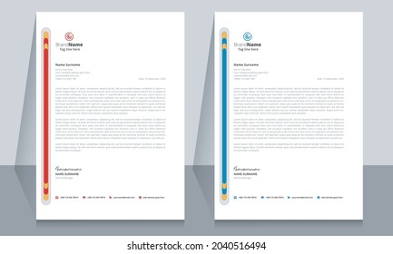 Letterhead format template, business style letterhead template design. 
