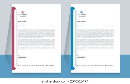 Letterhead format template, business style letterhead template design. 