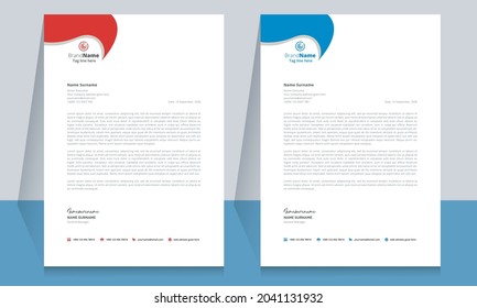 Letterhead format template, business style letterhead template design.