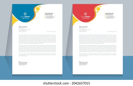 Letterhead format template, business style letterhead template design.