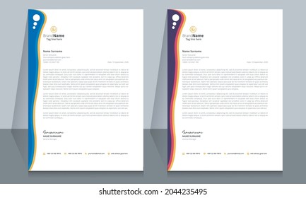 Letterhead format template, business style letterhead template design.