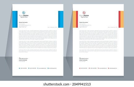 Plantilla de formato de membrete, diseño de plantilla de membrete de estilo comercial. Plantilla de carta