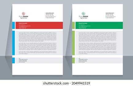 Plantilla de formato de membrete, diseño de plantilla de membrete de estilo comercial. Plantilla de carta