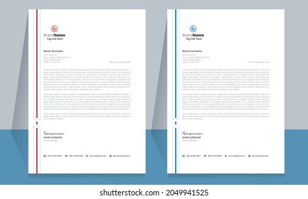 Letterhead format template, business style letterhead template design. Letter template