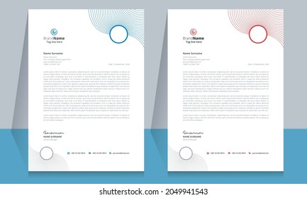 Letterhead-Formatvorlage, Briefkopf-Design im Geschäftsstil. Briefvorlage