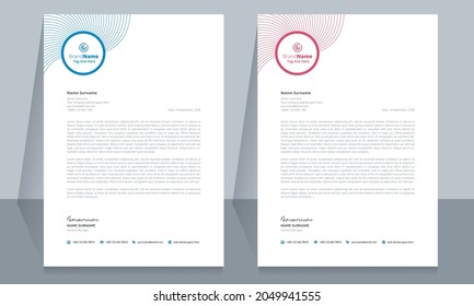 Letterhead format template, business style letterhead template design. Letter template