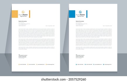 Letterhead-Formatvorlage, Briefkopf-Designvorlage im Geschäftsstil. Vorlagendesigns von Unternehmen. Briefkopf, Vorlage.