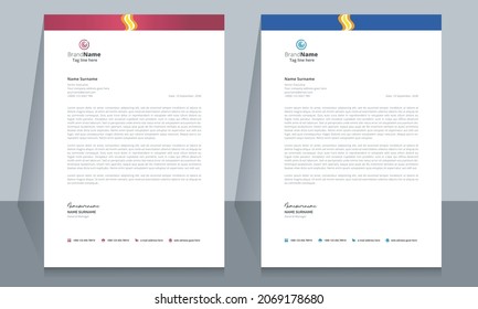Letterhead format template, business style letterhead design template. Company letterhead template designs.