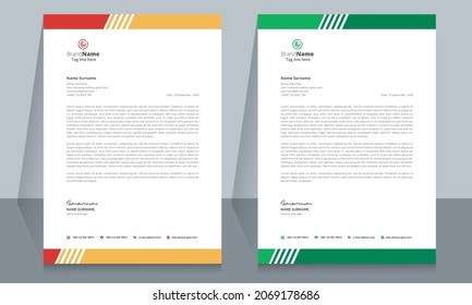 Letterhead format template, business style letterhead design template. Company letterhead template designs.