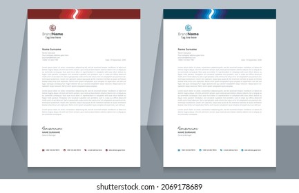 Letterhead format template, business style letterhead design template. Company letterhead template designs.
