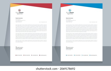 Letterhead format template, business style letterhead design template. Company letterhead template designs.