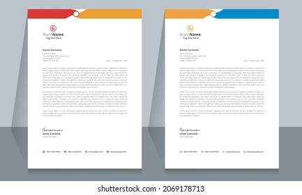 Letterhead format template, business style letterhead design template. Company letterhead template designs.