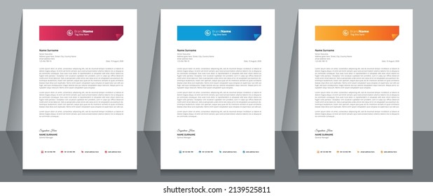Letterhead Format Template, Business Style Letterhead Design Template. Company Letter head Designs.