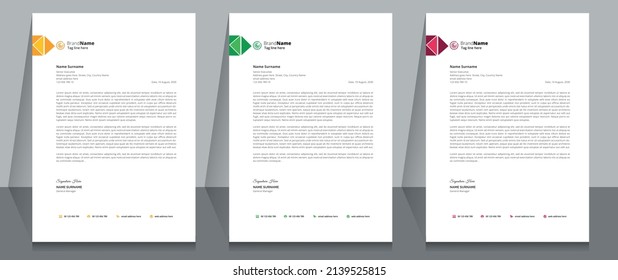 Letterhead Format Template, Business Style Letterhead Design Template. Company Letter head Designs.