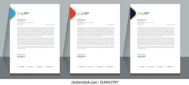 Letterhead Format Template, Business Style Letterhead Design Template. Company Letter head Designs.