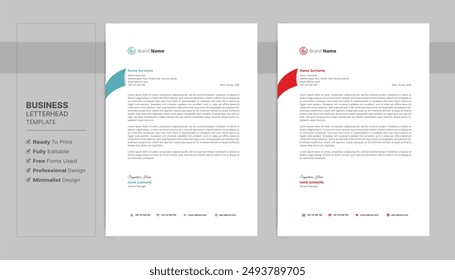 Plantilla de formato de membrete, Plantilla de diseño de membrete de estilo empresarial. Diseños de Plantilla de membrete de empresa.