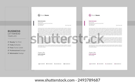 Letterhead format template, business style letterhead design template. Company letterhead template designs.