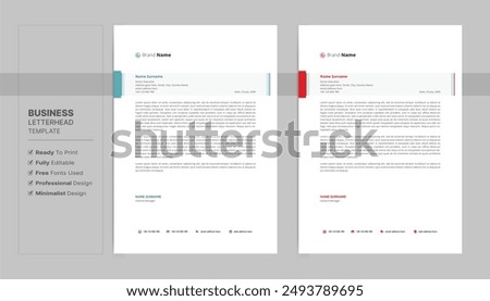 Letterhead format template, business style letterhead design template. Company letterhead template designs.