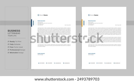 Letterhead format template, business style letterhead design template. Company letterhead template designs.