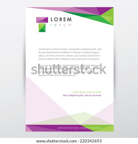 letterhead graphic design document template for business visual identity- modern low poly style