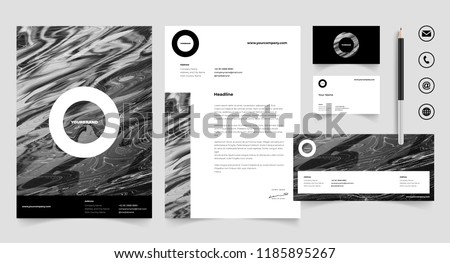 letterhead set corporate identity template mock up with icon vector eps 10 editable