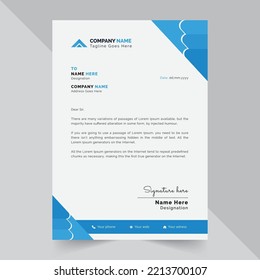 Letterhead Sheet Design Template With Blue And White Background