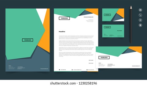 letterhead stationery set design template
