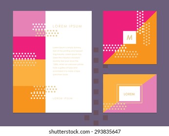 Letterhead template, business card and brochure cover graphic design mockups with contemporary vibrant modern color compositions