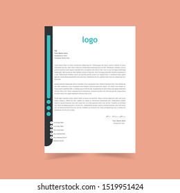 Letterhead Template Design. Blue color vector illustration.