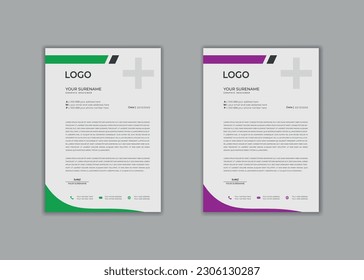 membrete, plantilla de membrete, diseño de membrete, vector corporativo creativo Profesional moderno y único hospital escolar médico nuevo minimalista elegante membrete corporativo con tema rojo