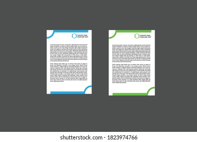 plantilla de membrete estilo plano con dos colores, azul y verde