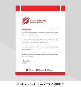  letterhead Template mockup in red colour