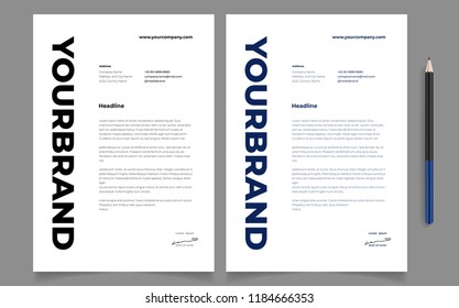 letterhead template simple minimalist two option colour editable vector eps 10 for business with pen mock up