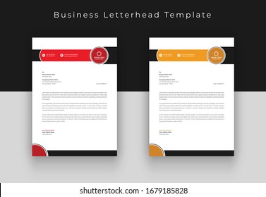 Letterhead template with various colors, letterhead template in flat style, letterhead set or bundle