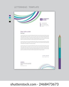 Letterhead template vector, company letterhead design, minimalist style, printing design, business advertisement layout, purple background concept, simple letterhead mockup design, vector design