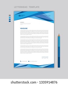 Letterhead template vector, minimalist style, printing design, business advertisement layout, Blue concept background