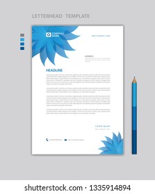 Letterhead template vector, minimalist style, printing design, business advertisement layout, Blue concept background
