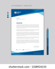 Letterhead template vector, minimalist style, printing design, business advertisement layout, Blue concept background