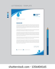 Letterhead template vector, minimalist style, printing design, business advertisement layout, Blue concept background