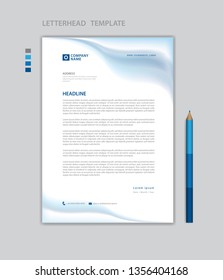 Letterhead template vector, minimalist style, printing design, business advertisement layout, Blue concept background
