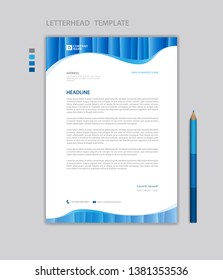 Letterhead template vector, minimalist style, printing design, business advertisement layout, Blue concept background