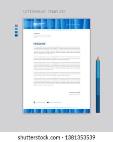 Letterhead template vector, minimalist style, printing design, business advertisement layout, Blue concept background