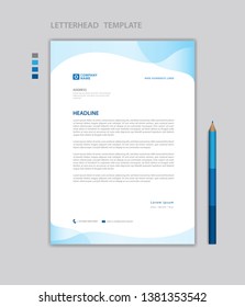 Letterhead template vector, minimalist style, printing design, business advertisement layout, Blue concept background