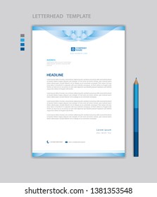 Letterhead template vector, minimalist style, printing design, business advertisement layout, Blue concept background