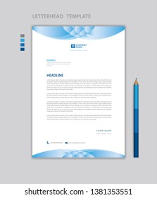 Letterhead template vector, minimalist style, printing design, business advertisement layout, Blue concept background