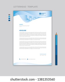 Letterhead template vector, minimalist style, printing design, business advertisement layout, Blue concept background